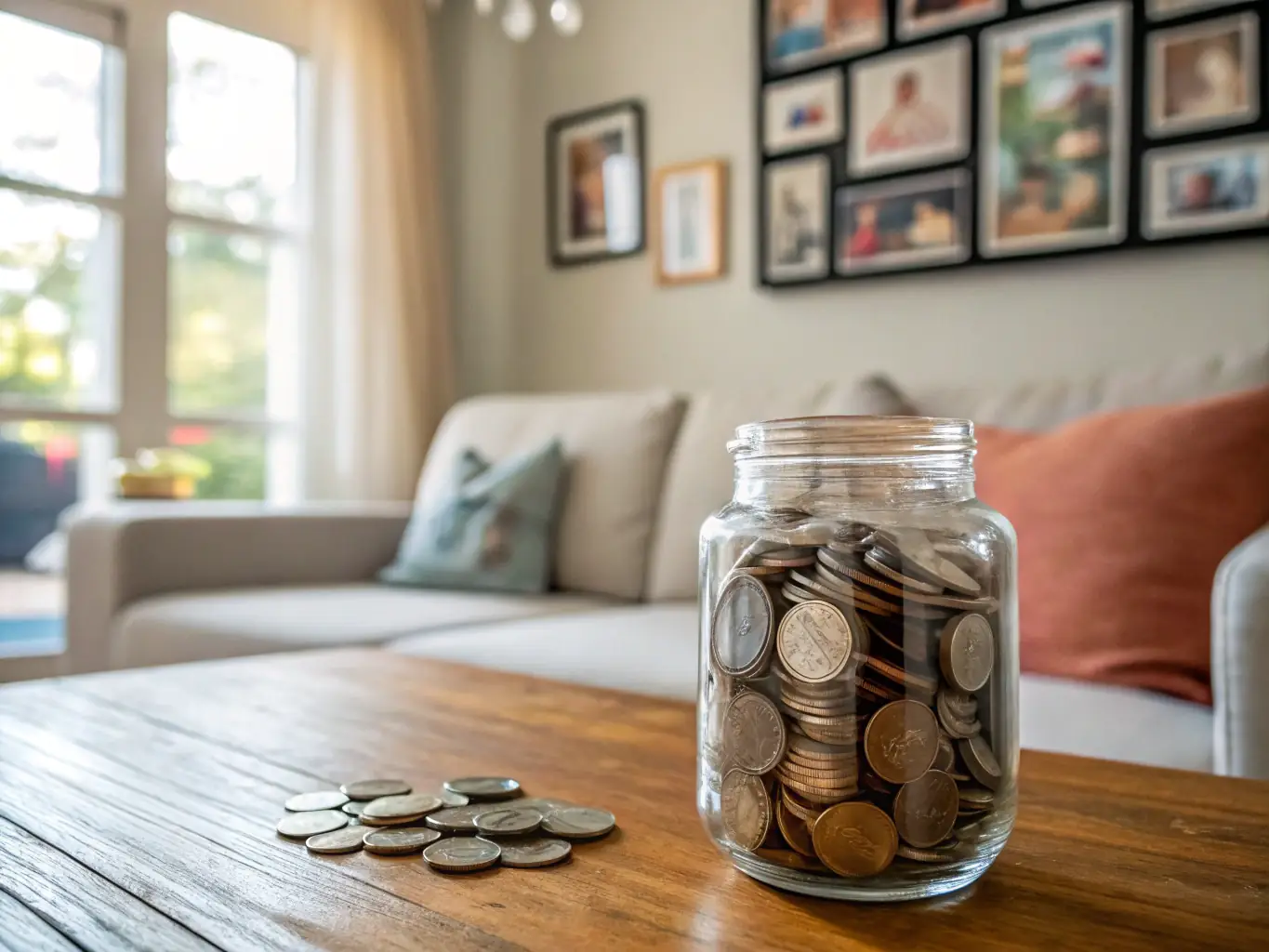 A family is putting money into a clear jar labeled 'Emergency Fund', symbolizing the importance of having readily available savings for unexpected expenses.