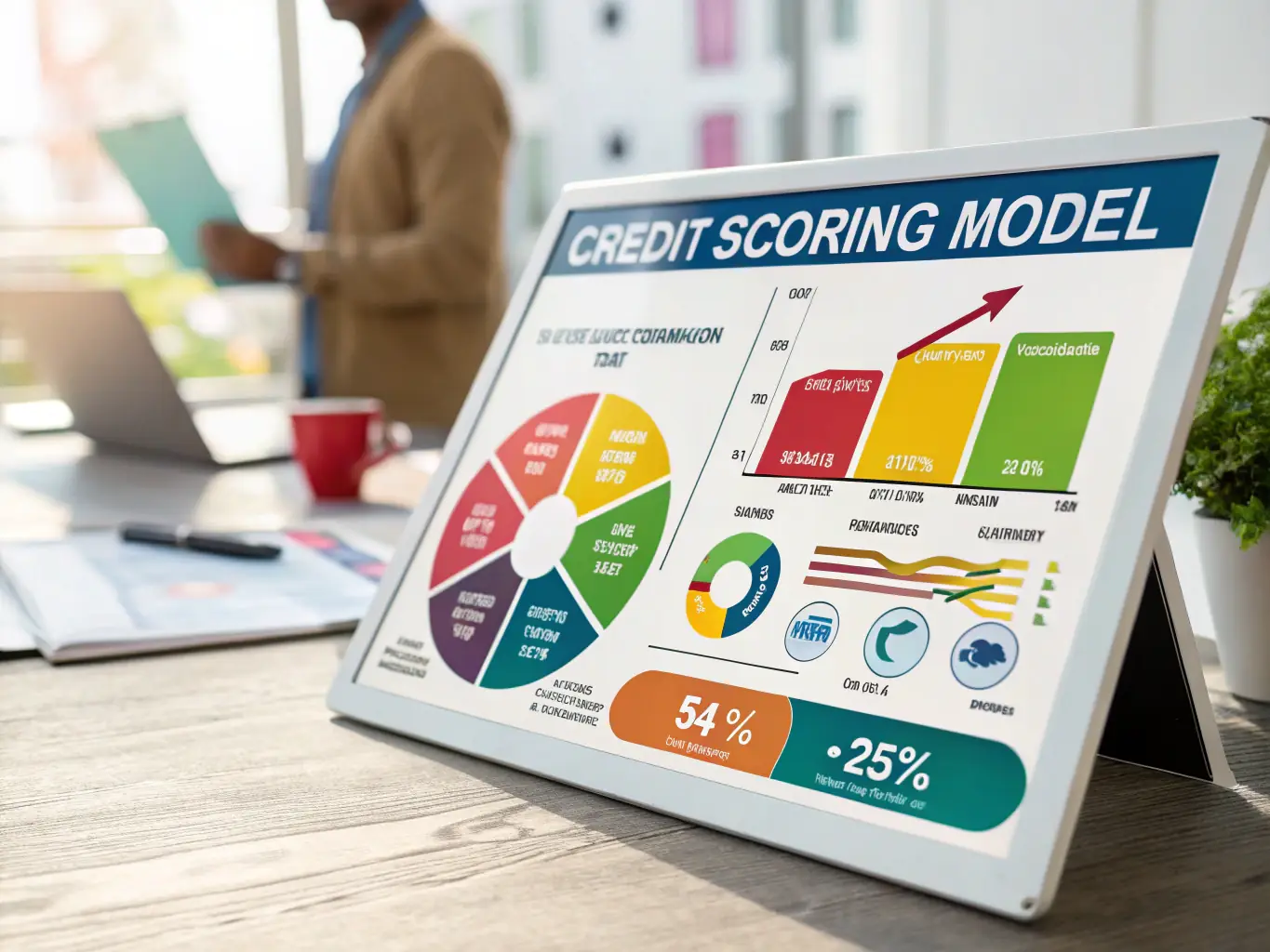 A clean infographic illustrating the key factors that influence a credit score, such as payment history, amounts owed, length of credit history, credit mix, and new credit, set against a soft blush pink background.